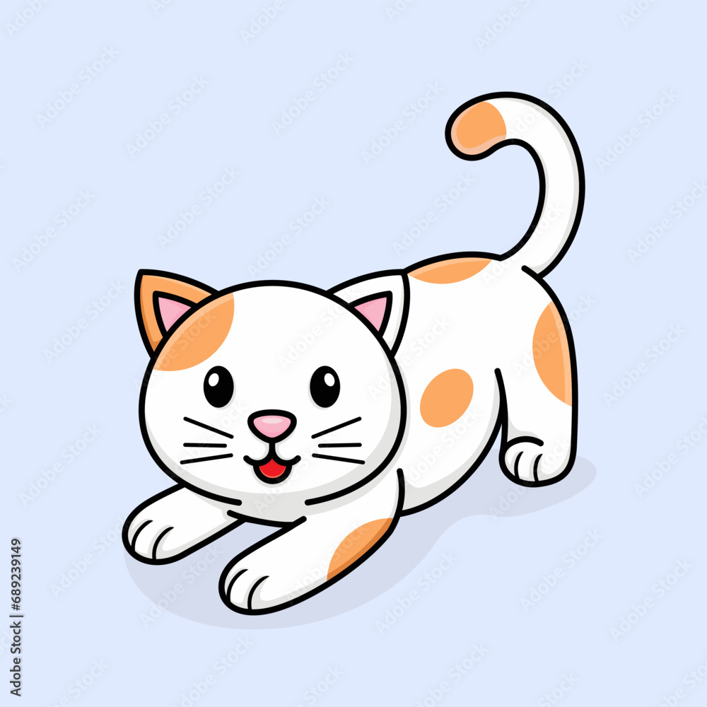 Cute cartoon cat, with style, vector illustration. Cute cartoon cat, with style, vector illustration.