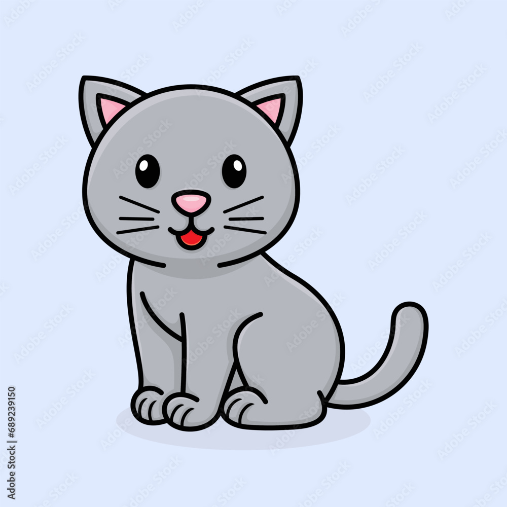 Cute cartoon cat, with style, vector illustration.