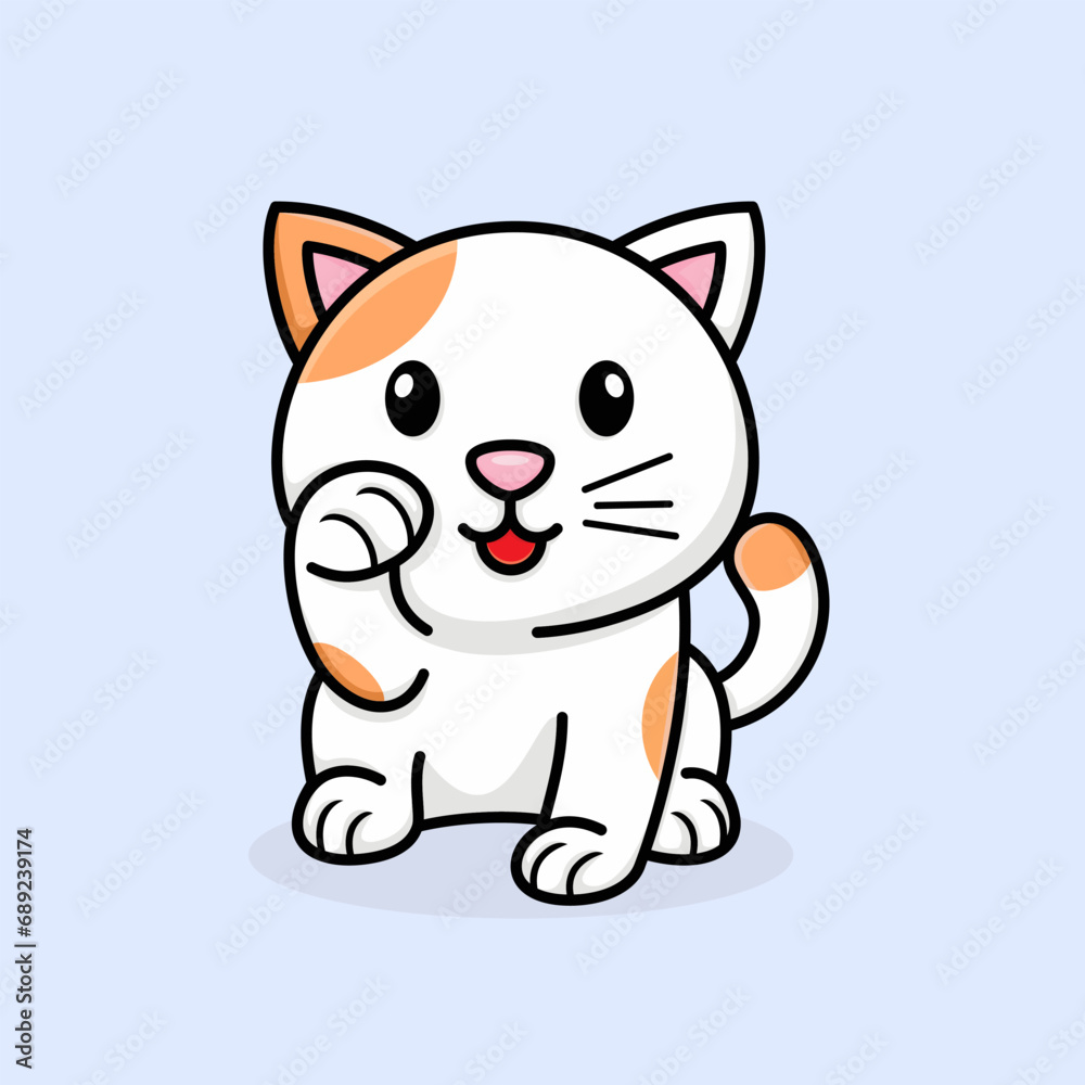 Cute cartoon cat, with style, vector illustration. Cute cartoon cat, with style, vector illustration.