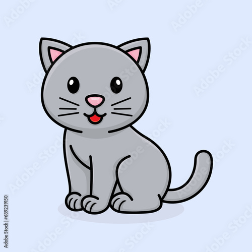 Cute cartoon cat, with style, vector illustration.