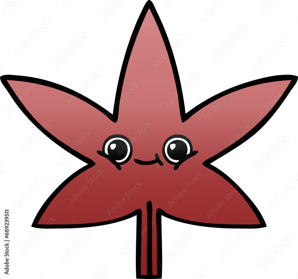 gradient shaded cartoon of a autumnal leaf gradient shaded cartoon of a autumnal leaf