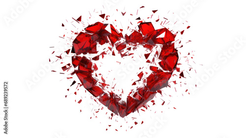 Valentine's Day, broken heart Isolated on transparent background. PNG file.