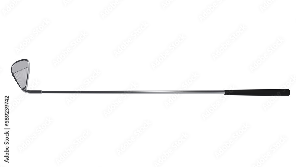 Naklejka premium Metal golf club stick isolated on transparent and white background. Golf concept. 3D render