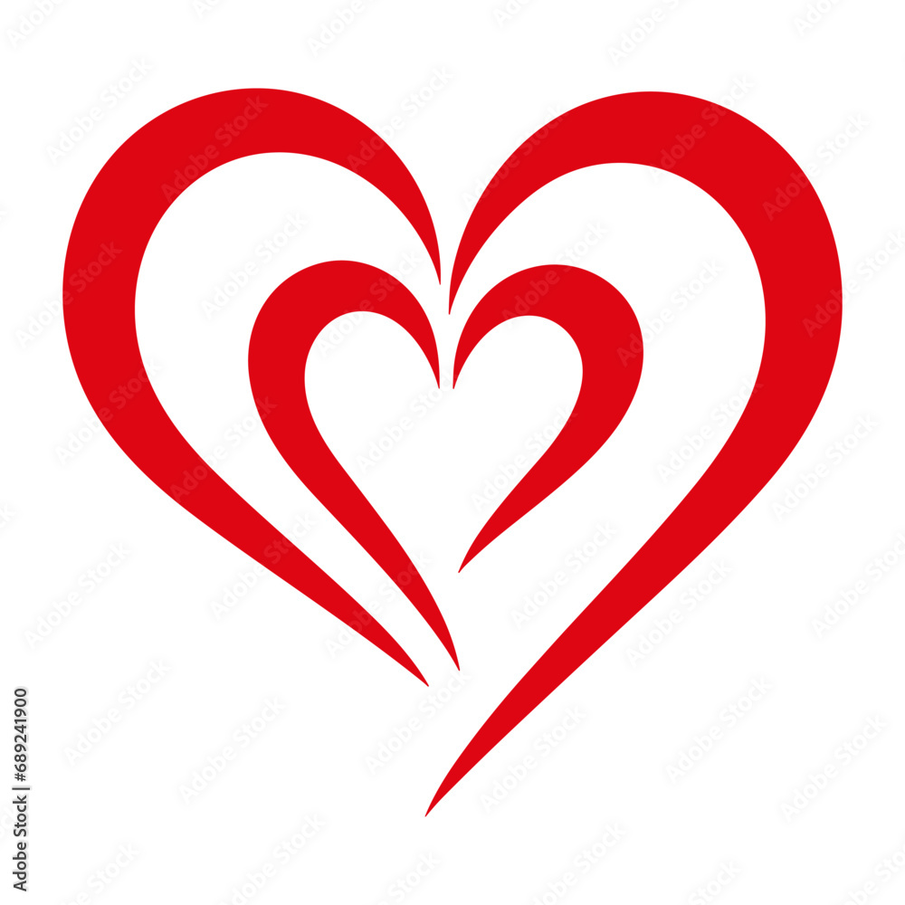 A doodle heart hand drawn vector isolated on a white background