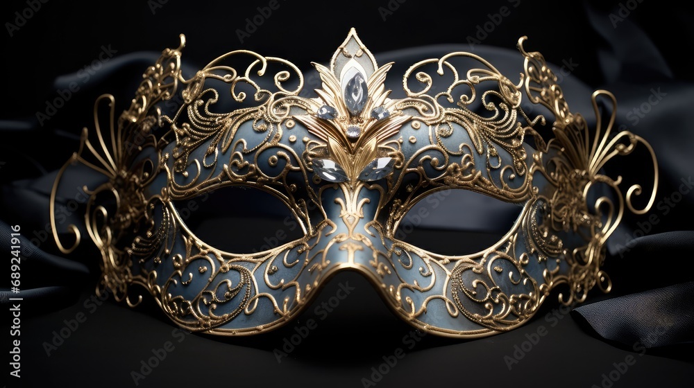 Masquerade mask decorated with intricate lace patterns