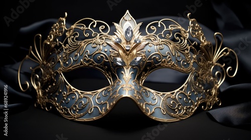 Masquerade mask decorated with intricate lace patterns