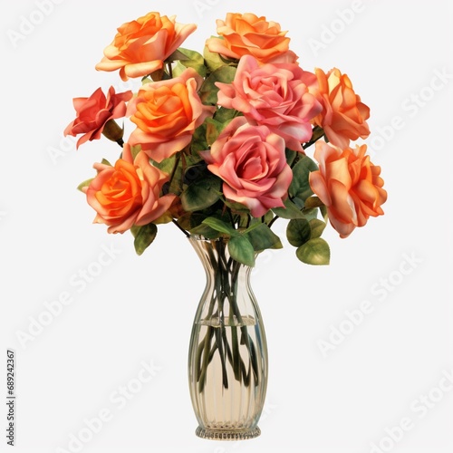 Glass vase pink roses flowers arrangements decoration pictures AI Generated Art © DolonChapa