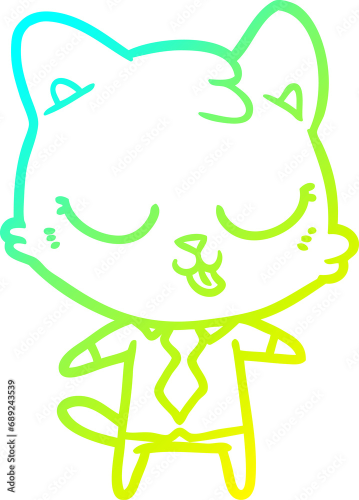 cold gradient line drawing of a cartoon business cat cold gradient line drawing of a cartoon business cat