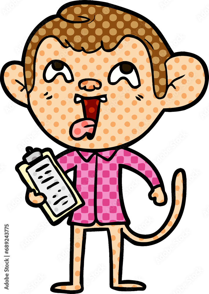crazy cartoon monkey with clipboard crazy cartoon monkey with clipboard