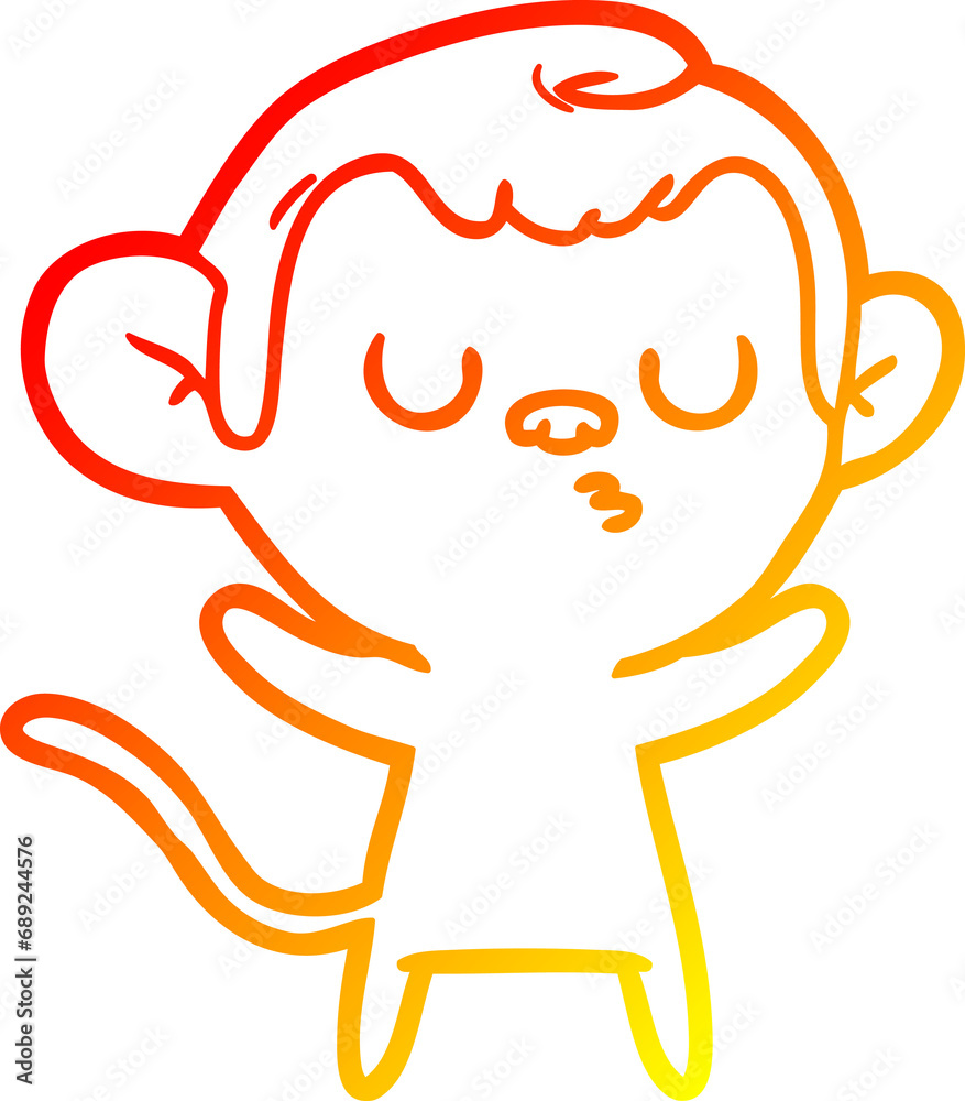 Obraz premium warm gradient line drawing of a cartoon monkey