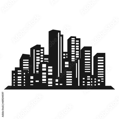 A City Building Silhouette vector isolated on a white background