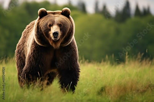 Wild brown bear. Animal in natural habitat. brown bear portrait, in natural environment