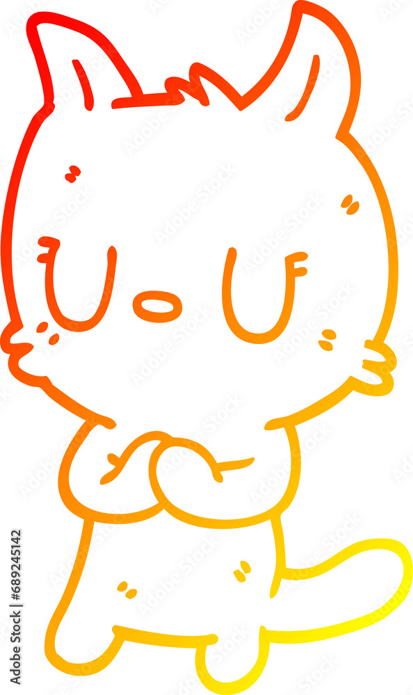 warm gradient line drawing of a cute cartoon cat warm gradient line drawing of a cute cartoon cat