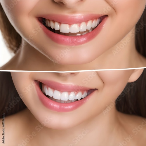 Teeth whitening treatment with before and after comparison
