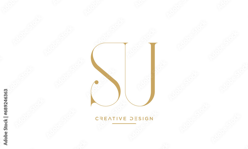 Alphabet letters icon logo SU or US monogram Alphabet letters icon logo SU or US monogram