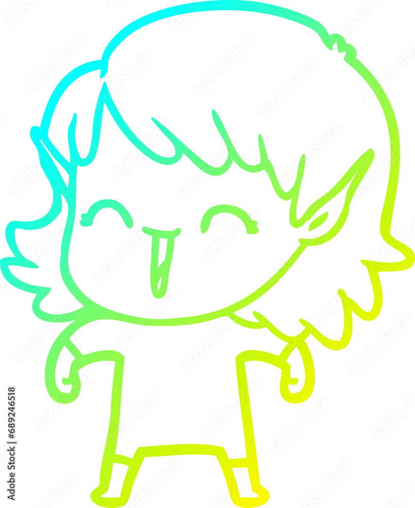 cold gradient line drawing of a cartoon elf girl cold gradient line drawing of a cartoon elf girl