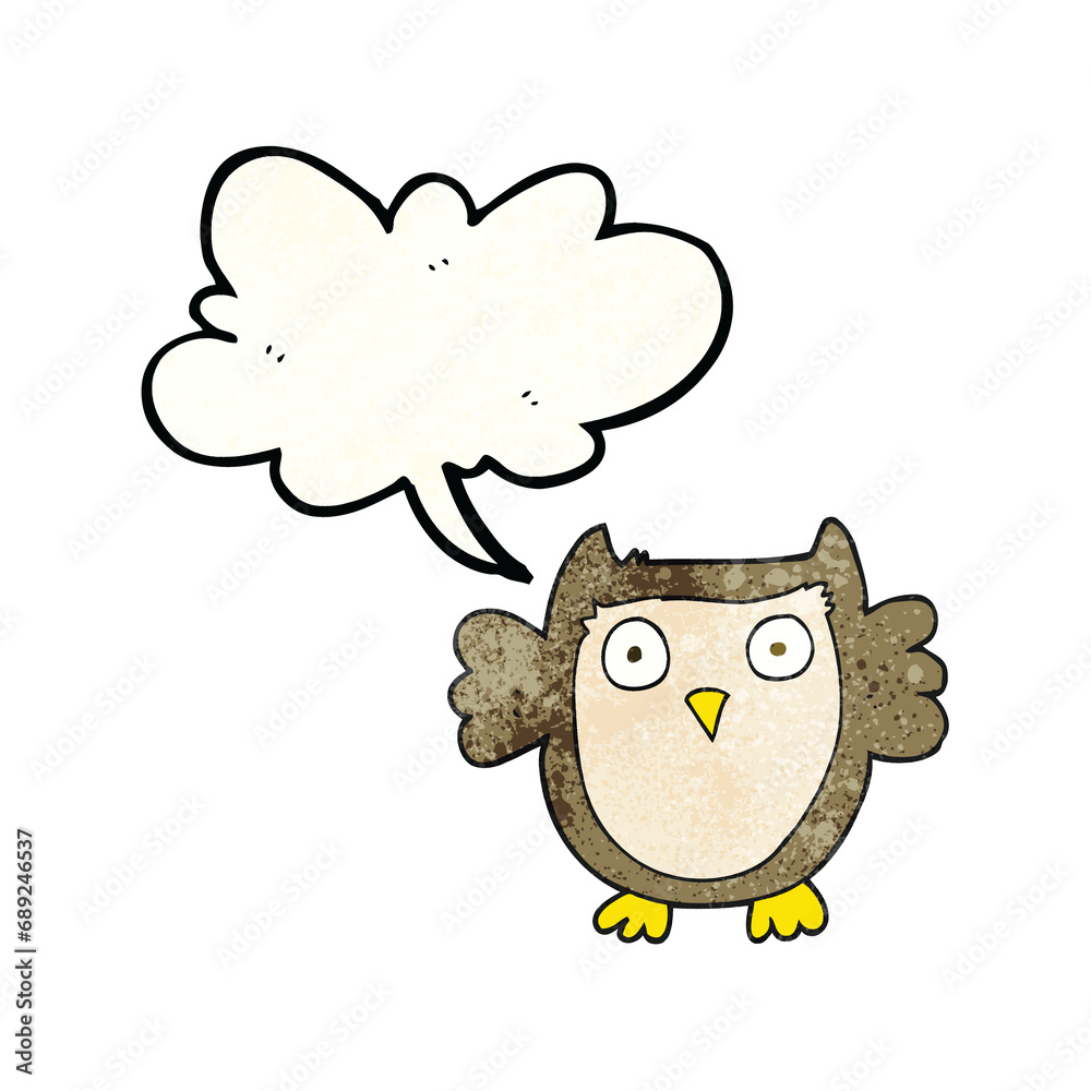 freehand speech bubble textured cartoon owl freehand speech bubble textured cartoon owl