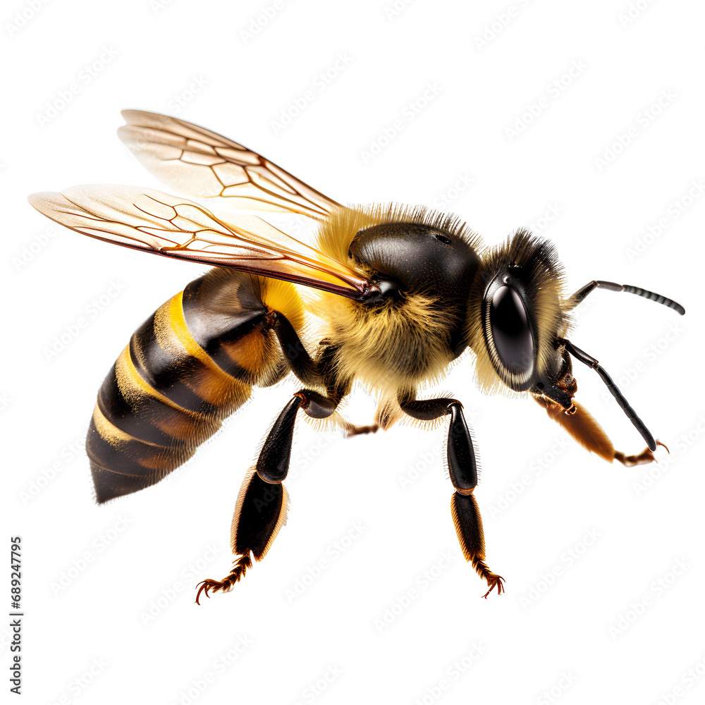 bee On a transparent background, PNG is easy to use and decorate projects. - obrazy, fototapety, plakaty 