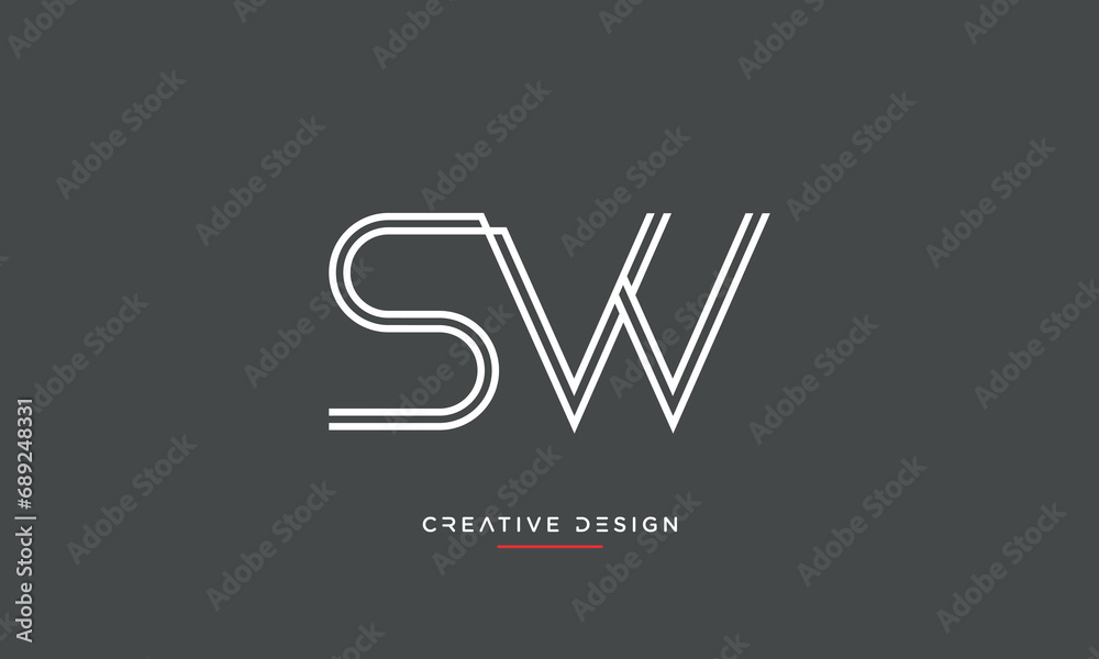 Alphabet letters SW or WS logo monogram Alphabet letters SW or WS logo monogram