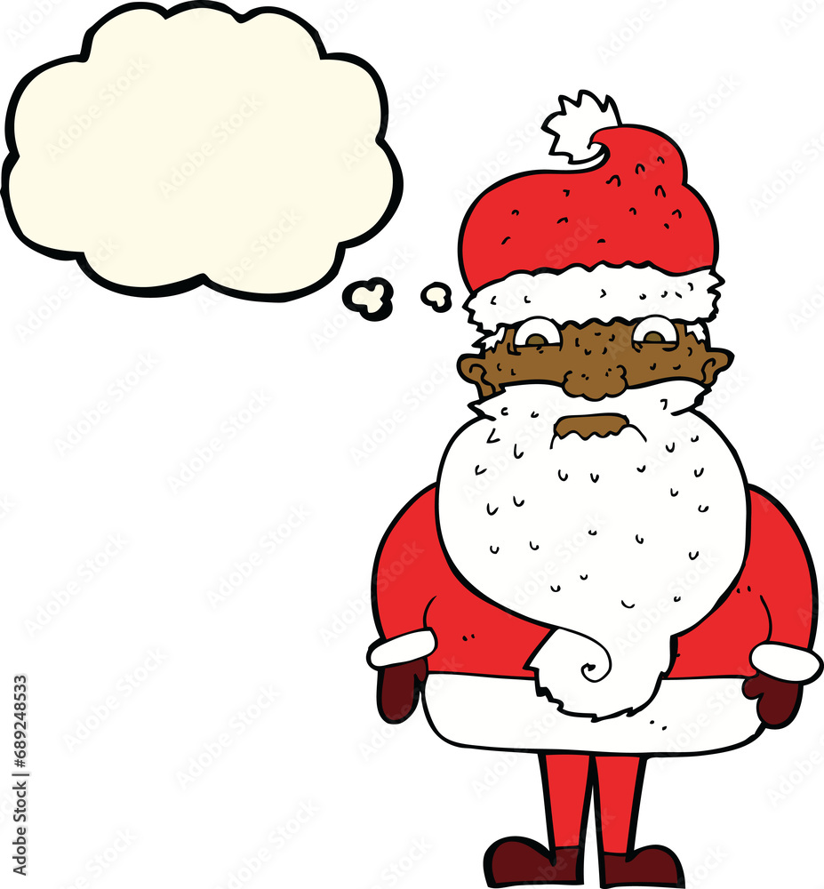 cartoon grumpy santa claus with thought bubble cartoon grumpy santa claus with thought bubble