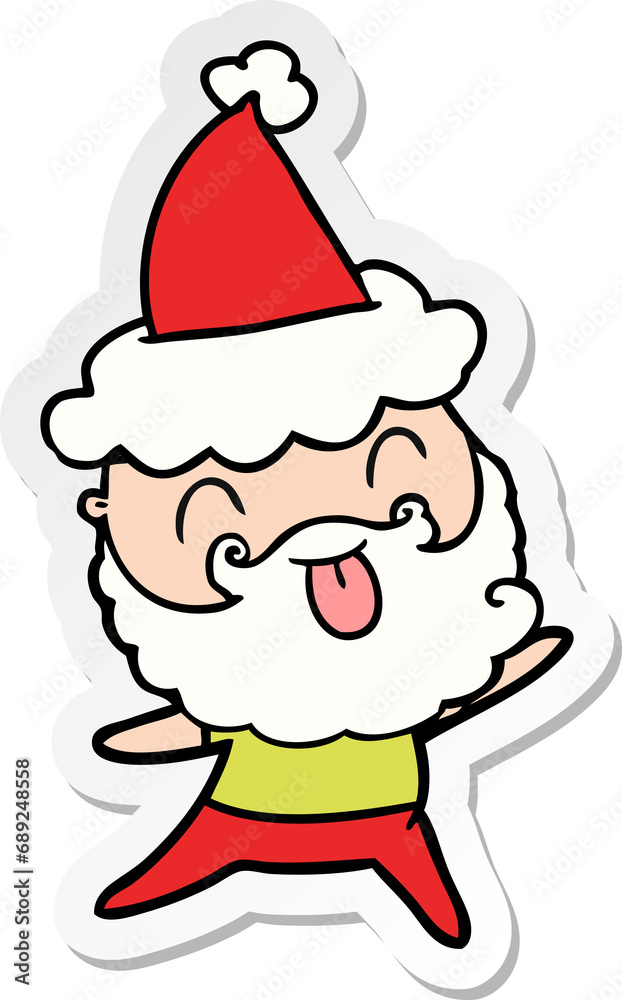 man with beard sticking out tongue wearing santa hat man with beard sticking out tongue wearing santa hat