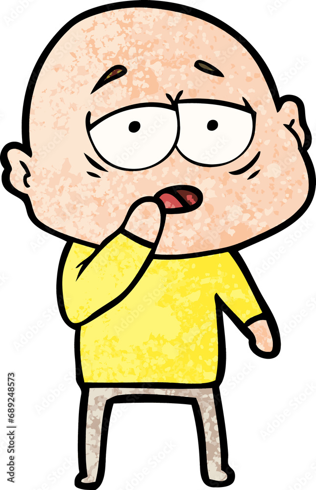 cartoon tired bald man cartoon tired bald man