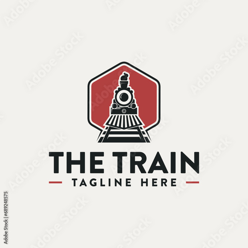Vintage Old Locomotive Train Machine Logo Design Vector. Simple vintage old locomotive train logo design template illustration