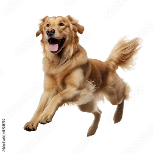 Golden Retriever Cute and happy dog on transparent background PNG, easy to use.