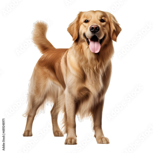 Golden Retriever Cute and happy dog on transparent background PNG, easy to use.