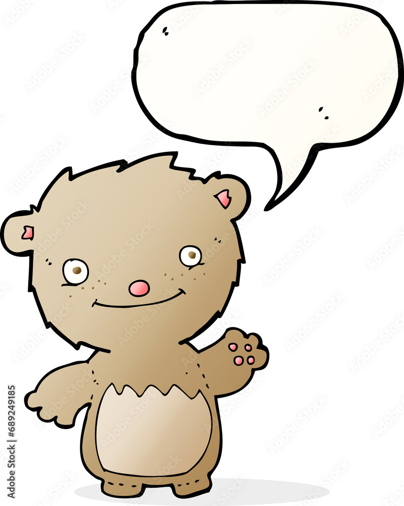 cartoon waving teddy bear with speech bubble cartoon waving teddy bear with speech bubble