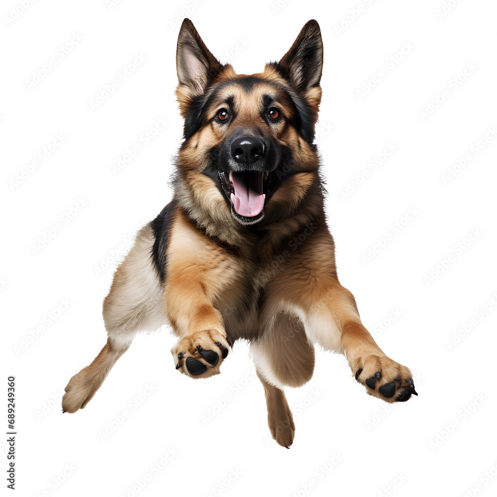 GermanShepherd Cute and happy dog on transparent background PNG, easy to use.