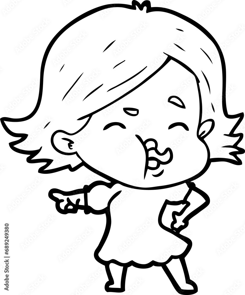 cartoon girl pulling face