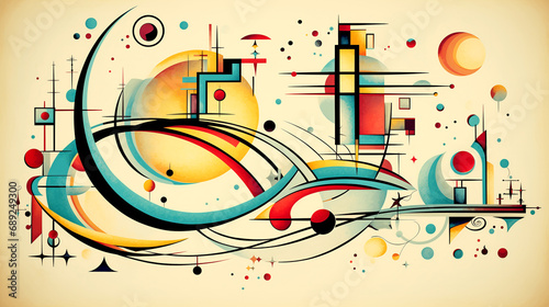 Vintage, abstract colorful illustration in futuristic style - Legal AI