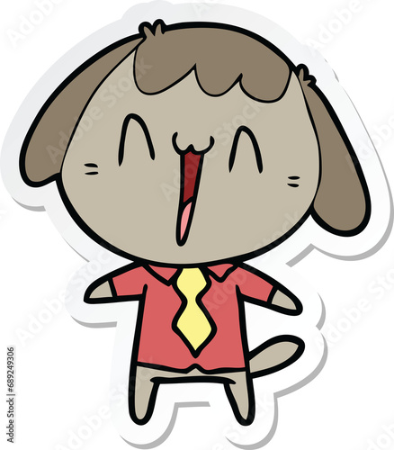 sticker of a cute cartoon dog