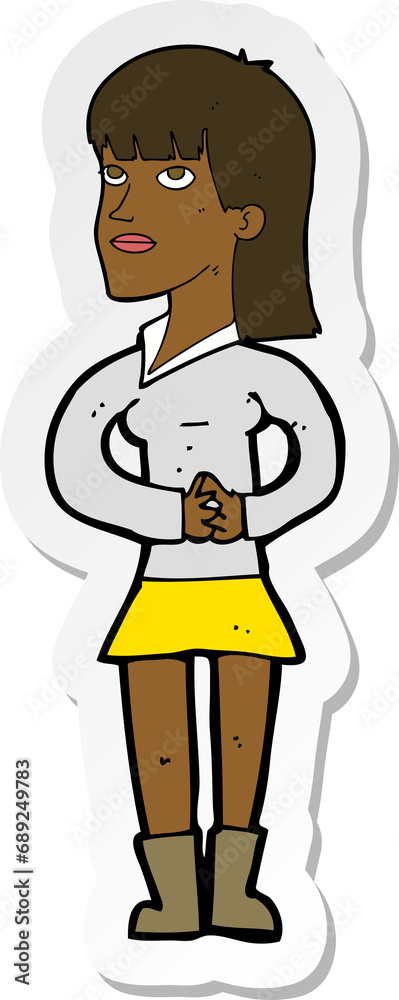 sticker of a cartoon woman waiting sticker of a cartoon woman waiting