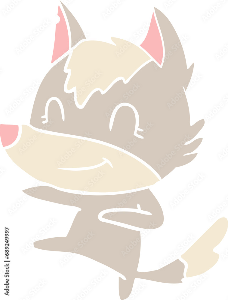 friendly flat color style cartoon wolf friendly flat color style cartoon wolf