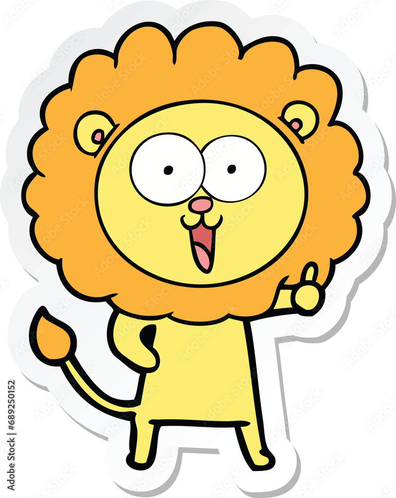 sticker of a happy cartoon lion sticker of a happy cartoon lion