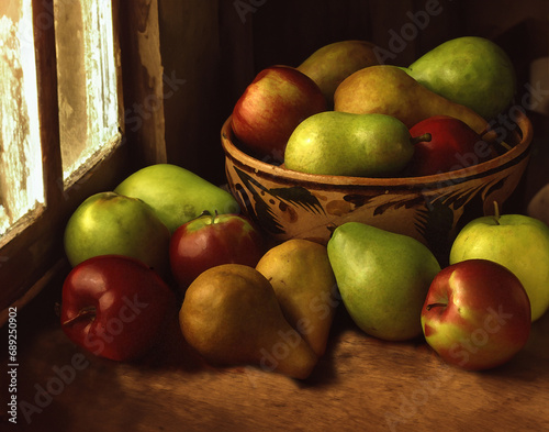 Apples and pears still life