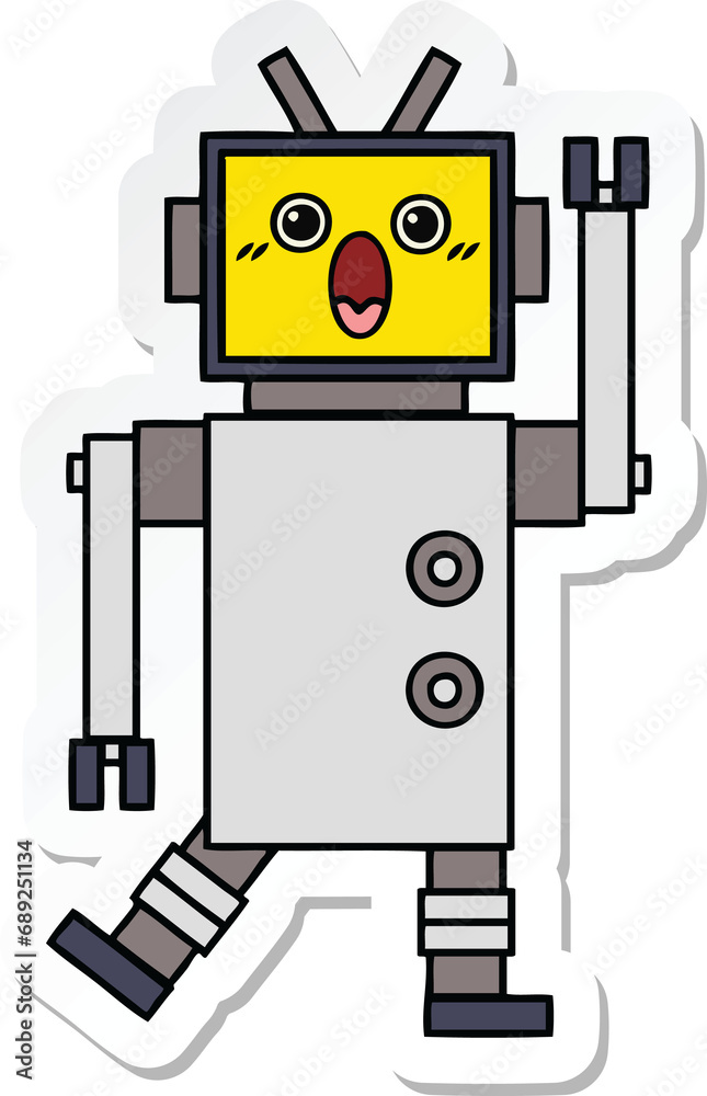 sticker of a cute cartoon robot