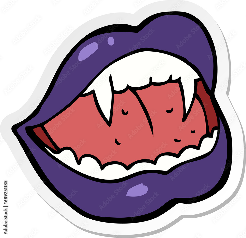 sticker of a cartoon vampire lips sticker of a cartoon vampire lips