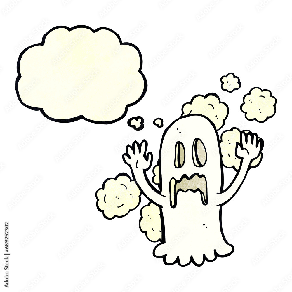 cartoon spooky ghost with thought bubble cartoon spooky ghost with thought bubble
