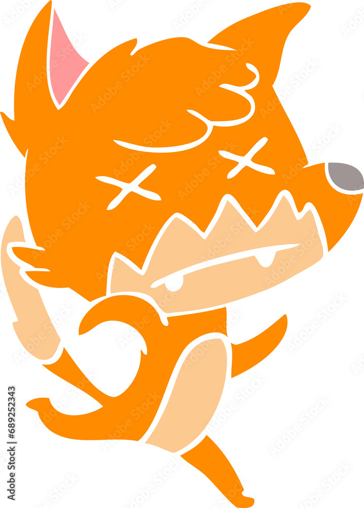 flat color style cartoon cross eyed fox flat color style cartoon cross eyed fox