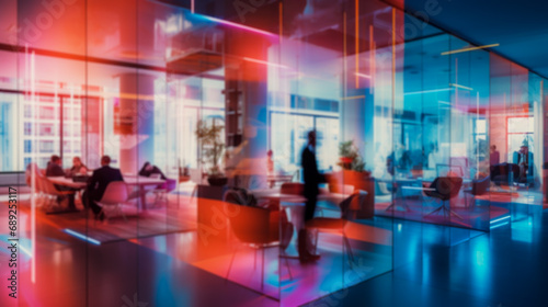 Beautiful Blurred Background of Modern Business Office Interior.