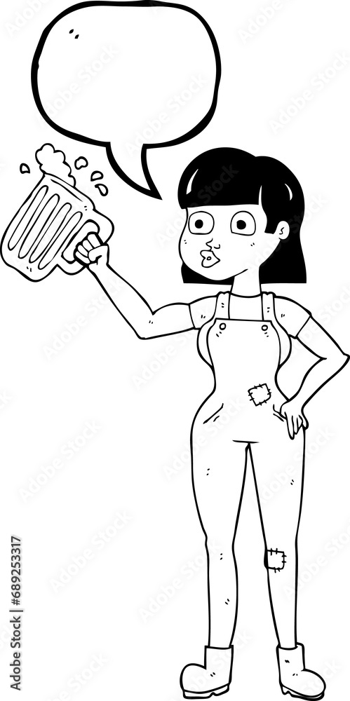 custom made wallpaper toronto digitalfreehand drawn speech bubble cartoon woman with beer