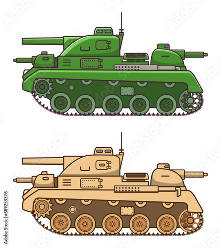 Military vehicle with gun. Armored vehicle.Weapons for modern warfare.Tank outline simple icon.Outline vector illustration.Isolated on white background.