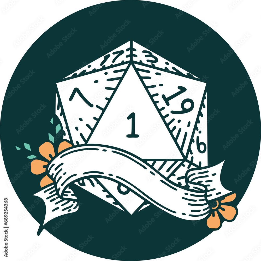 icon of natural one d20 dice roll