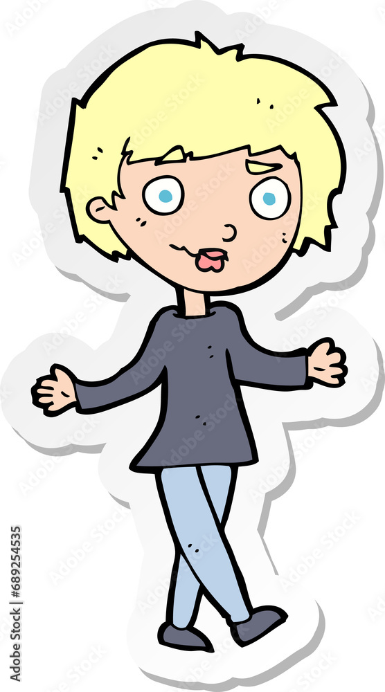 sticker of a cartoon confused woman