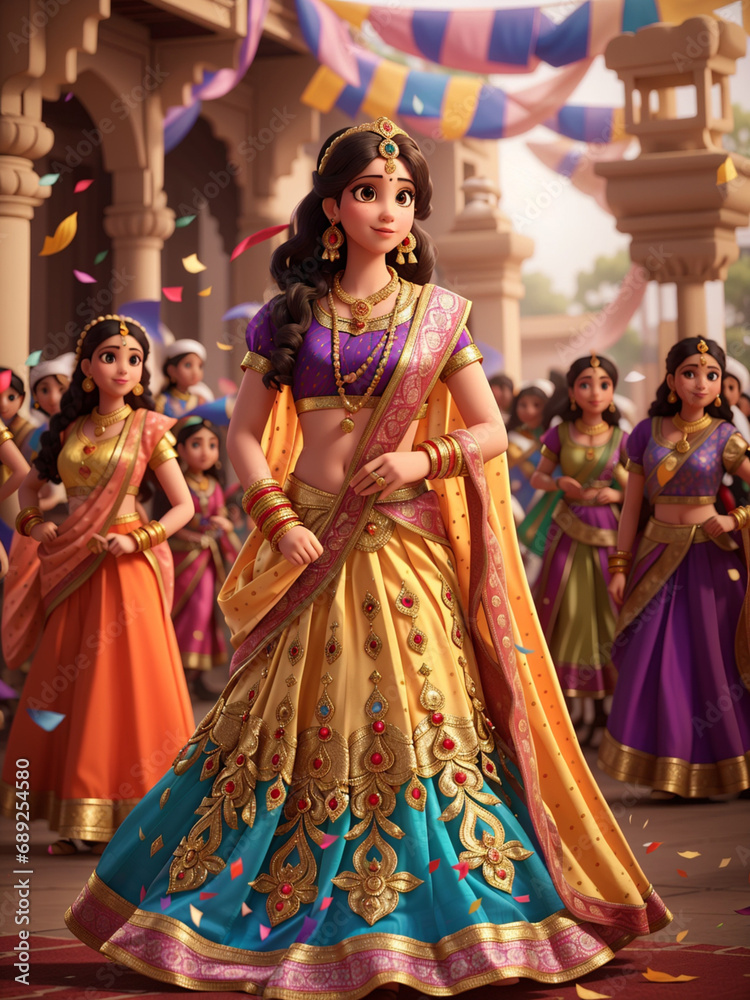 Elegance in Tradition: Portrait of an Attractive Girl in Saree and Traditional Jewelry, Capturing Timeless Beauty and Cultural Grace, generative ai