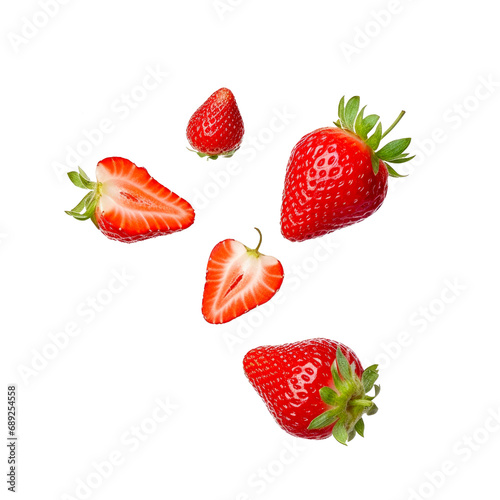 strawberries isolated on transparent background.