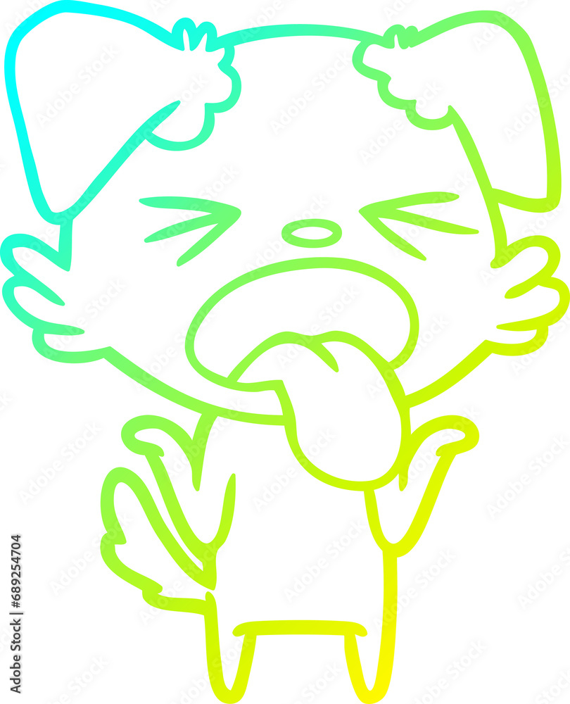 cold gradient line drawing of a cartoon disgusted dog shrugging shoulders cold gradient line drawing of a cartoon disgusted dog shrugging shoulders